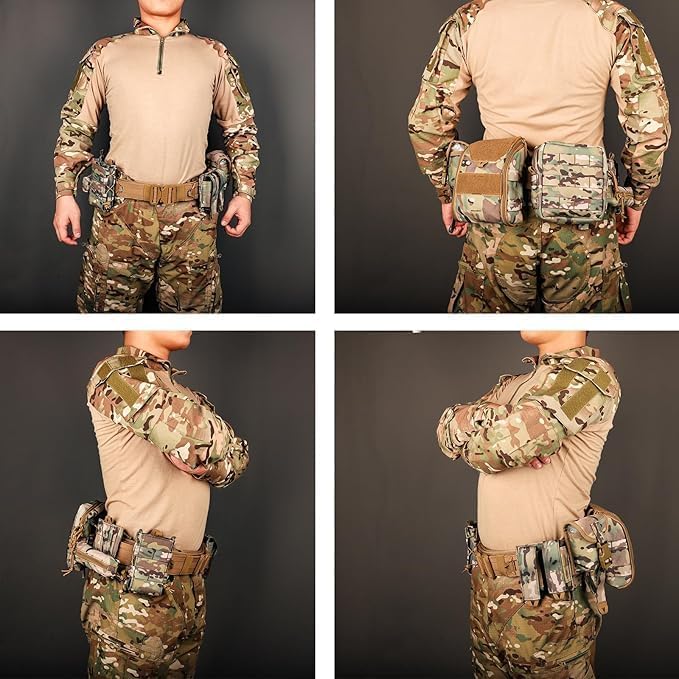 PIKEON Tactical Belt Battle Law Enforcement Molle Airsoft Duty Belt Quick-Release with Pouches 8 in 1 (Tan) - Image 5